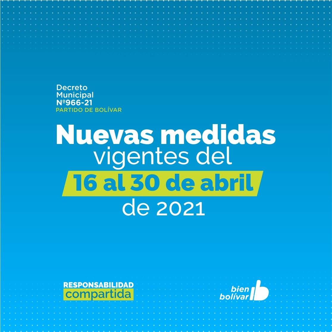 EL PARTIDO DE BOLÍVAR ADHIERE A NUEVAS MEDIDAS SANITARIAS REGIONALES
