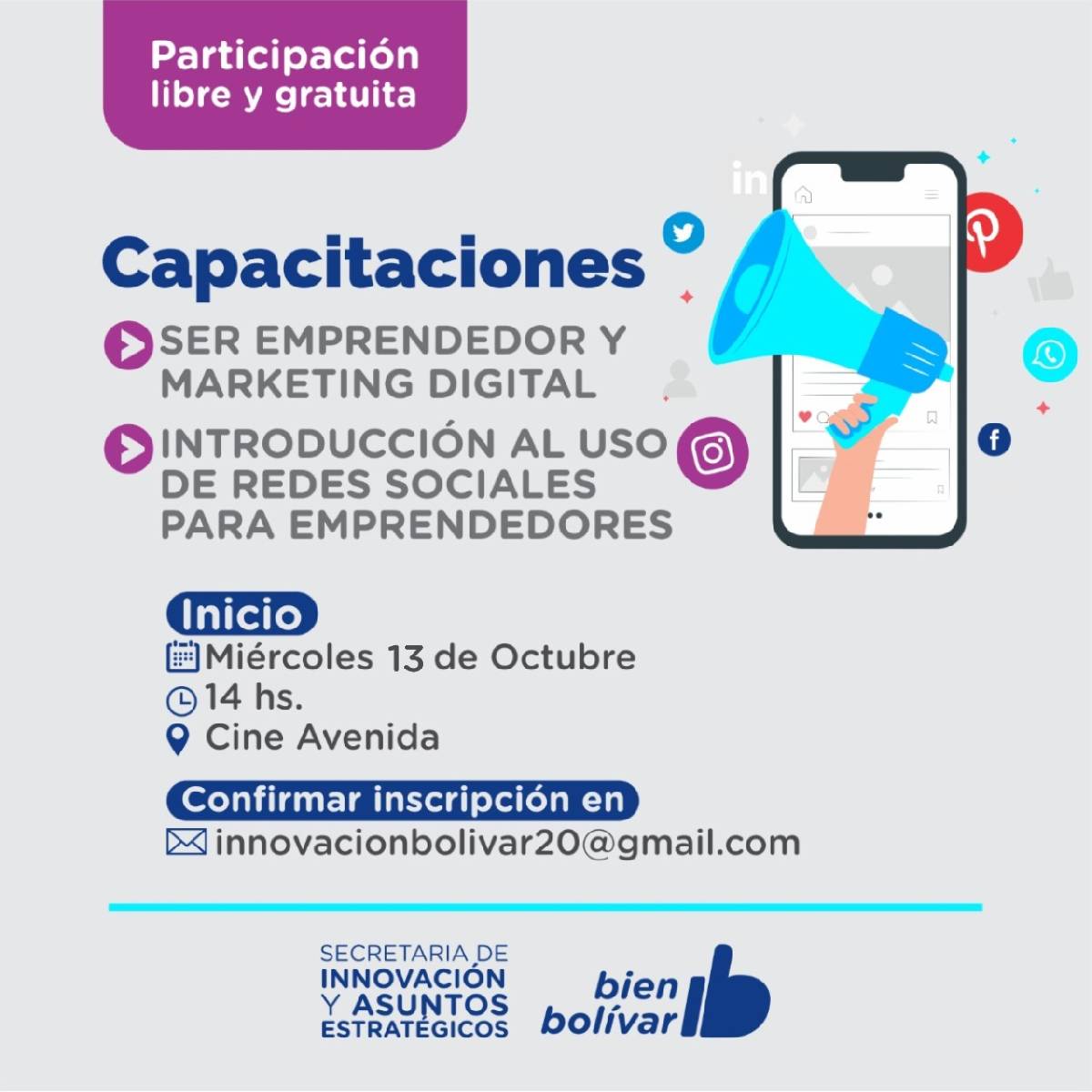 COMIENZAN LAS CAPACITACIONES GRATUITAS SOBRE MARKETING Y MANEJO DE REDES SOCIALES