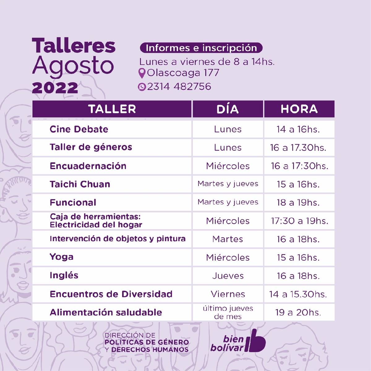 LA DIRECCIÓN DE POLÍTICAS DE GÉNERO Y DD.HH BRINDA TALLERES GRATUITOS EN LA CASA ABIERTA