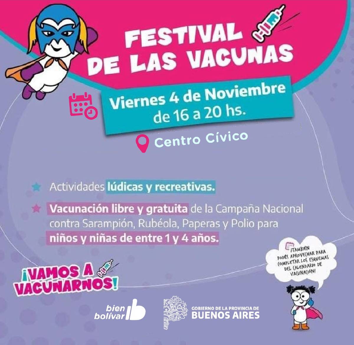 LLEGA EL FESTIVAL DE LAS VACUNAS AL CENTRO CÍVICO