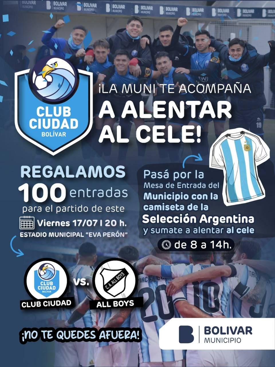 EL MUNICIPIO REGALA 100 ENTRADAS PARA ALENTAR AL CLUB CIUDAD ESTE VIERNES