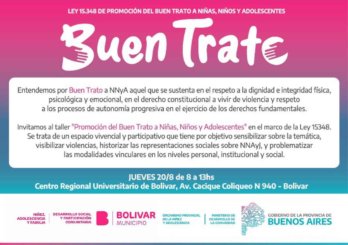 NUEVA JORNADA GRATUITA DE CAPACITACIÓN SOBRE LA LEY DE BUEN TRATO