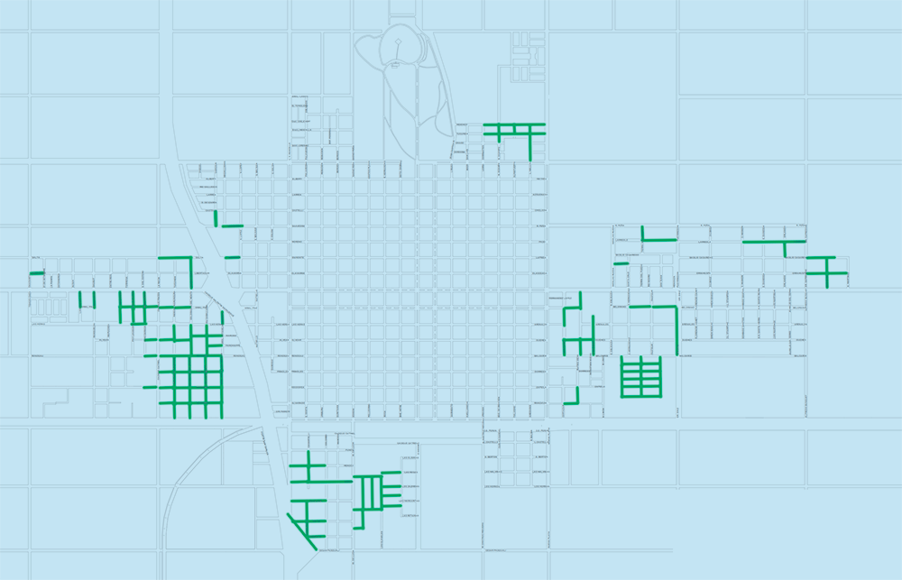 Mapa de barrios y calles factibles de arreglo en Bolívar
